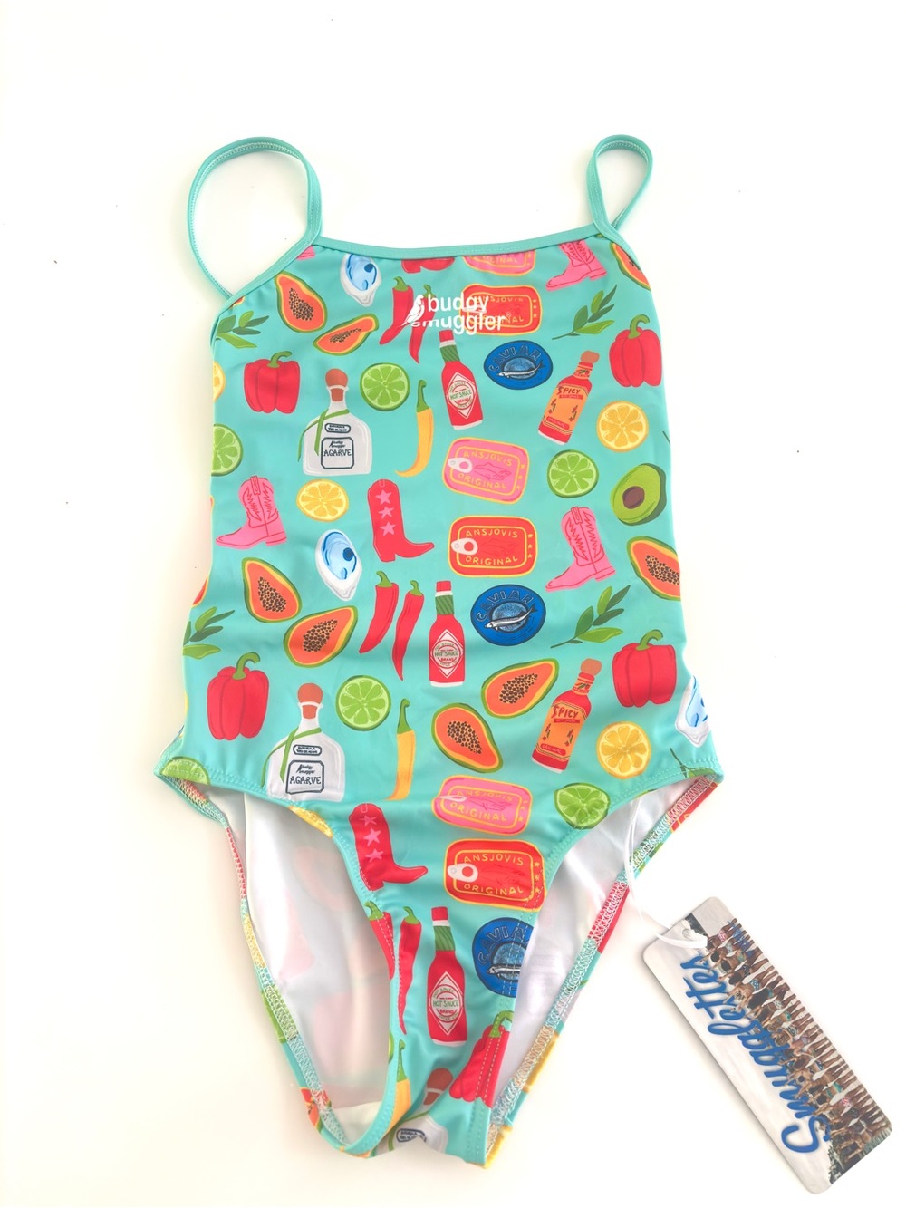Budgy Smuggler Women’s NWT Turquoise Thin Strap Swimsuit Urban Cowboy Australia